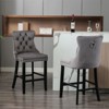 NicBex Set of 2 Velvet Bar Stools, Contemporary Style Button Tufting & Chrome Nailheads Bar Chairs, Wood Legs for Kitchen Island - 2 of 4