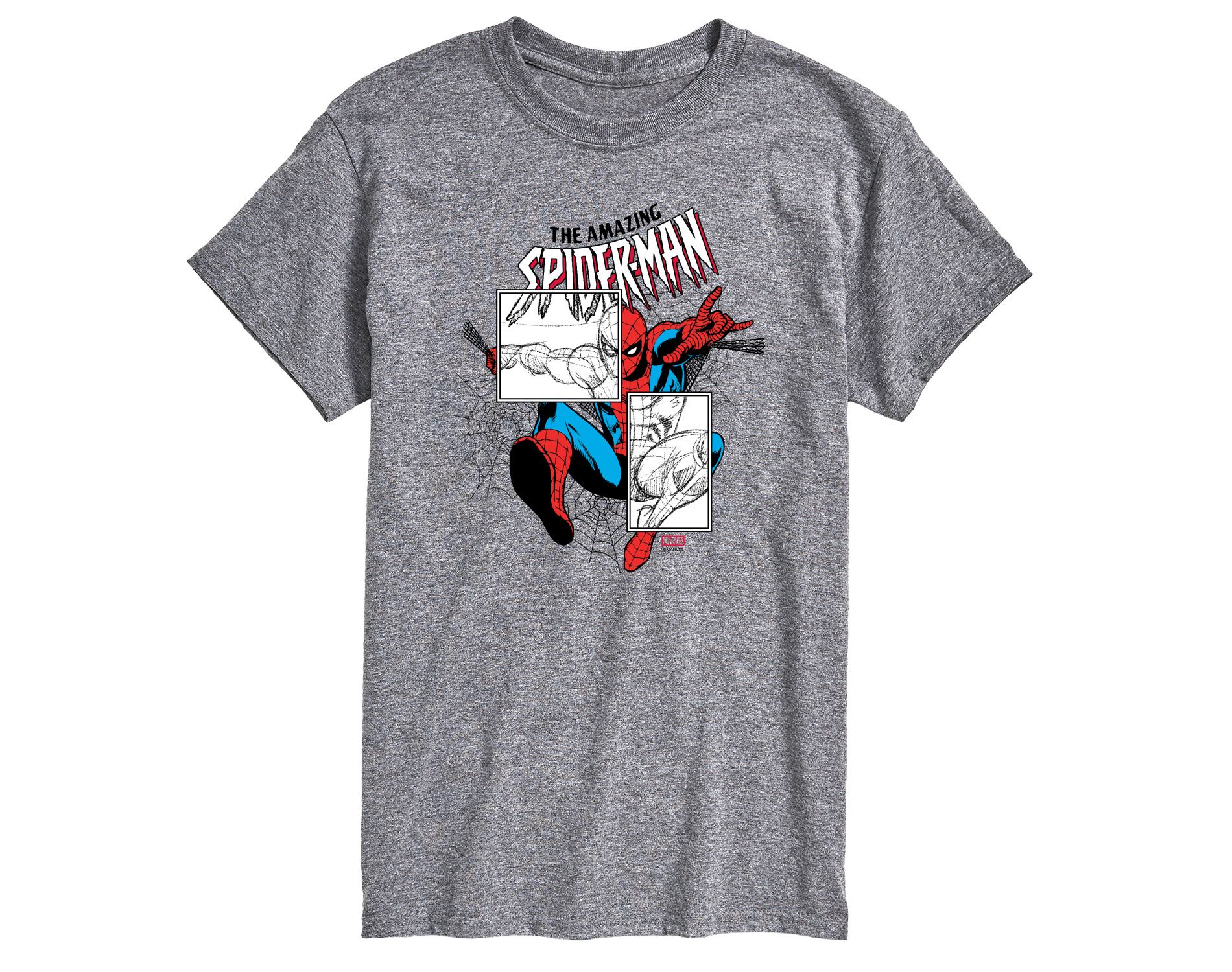 Men's Marvel Spiderman Sketch Blocks Short Sleeve Graphic T-Shirt - Athletic Heather - 1X Big and Tall