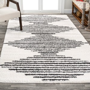 JONATHAN Y Elm Diamond Stripe Geometric Shag Area Rug - 1 of 4