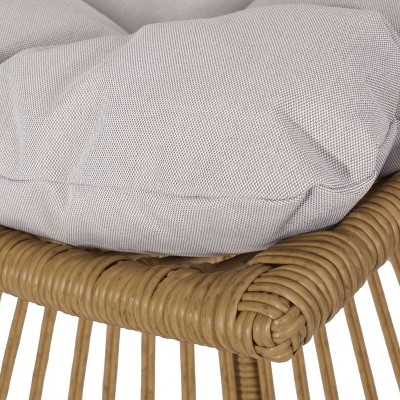 Light Brown and Beige Wicker 2-Person Outdoor Chat Set