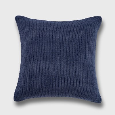 Navy Chunky Sweater Knit Square Throw Pillow 20" x 20"
