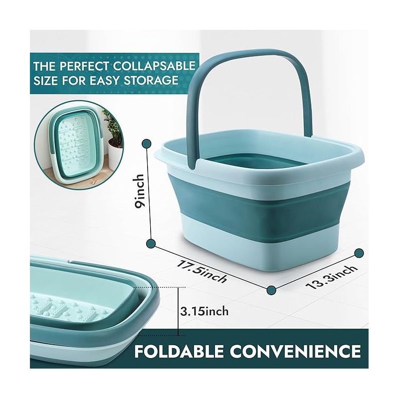 Allsett Health Collapsible Foot Bath – Advanced Foot Soaking Tub with Portable Design and Handle – Pedicure Foot Spa with Acupressure Points, 2 of 8
