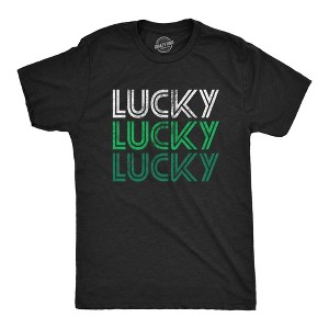 Mens Lucky Lucky Lucky T Shirt Funny Saint Patrick's Day Parade Luck Graphic Novelty Tee For Guys - Crazy Dog Men's T Shirt - 1 of 4