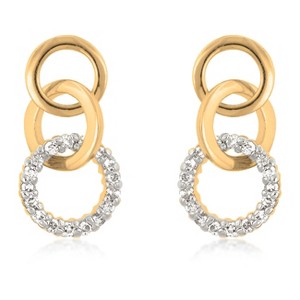 Slickblue Classic Goldtone Finish Triplet Hooplet Earrings, 0.34ct CZ, Perfect Wedding or Everyday Accessory - 1 of 3