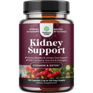 Kidney Support Supplement, Kidney Cleanse, Detox & Repair Capsule, Supports Urinary Tract Health & Bladder Cleanse, Nature's Craft, 120ct - 1 of 4