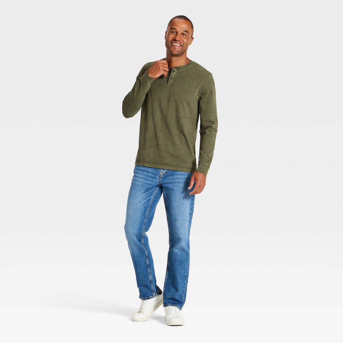 Men's Vintage Long Sleeve Lightweight Texture Henley Shirt - Goodfellow & Co™ - thumbnail 9
