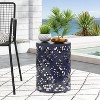 Infurnic Patio End Tables Stylish Modern Side Table with Iron Cut Design Power-Coated Iron Fram Outdoor, Blue, 13.78"*13.78"*17.91" - 2 of 4