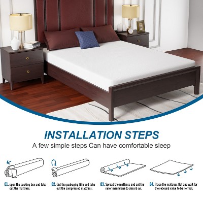 Queen 6-Inch White Gel Memory Foam Mattress with Bamboo Cover
