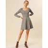 Allegra K Women's Fall Vintage Square Neck Long Sleeve Plaid Dress - 4 of 4