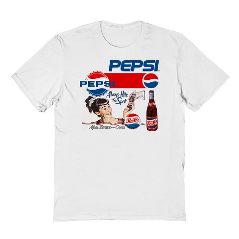 Pepsi Men s Vintage Ad Collage Short Sleeve Graphic Cotton T Shirt White 2X