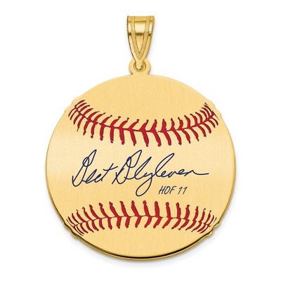 Black Bow Jewelry 14K Gold Plated Bert Blyleven Signature MD Enamel Baseball Pendant