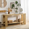 63" Boho Farmhouse Console Table with Storage Shelf and Beaded Trim,2-Tier Narrow Entryway or Behind Couch Table-Baofuwish - 3 of 4