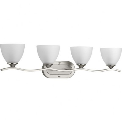 Progress Lighting Laird 4-Light Bath Vanity in Brushed Nickel with Glass Shades
