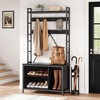 Hall Tree with Bench and Coat Rack, 36.4" Entryway Shoe Storage Bench with 17 Hooks, Drawers - 3 of 4