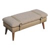TiramisuBest Contemporary Bench in Silver Metal and Camel Faux Leather, 18.0"L Entryway Bench - 2 of 4