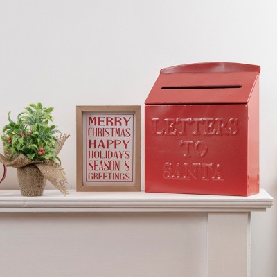 Set of 2 Red and White Wooden Holiday Slogan Plaques