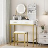 Makeup Vanity Desk with Mirror Lights, 360° Swivel, Power Outlet, Drawers, Stool, Dressing Table - 4 of 4