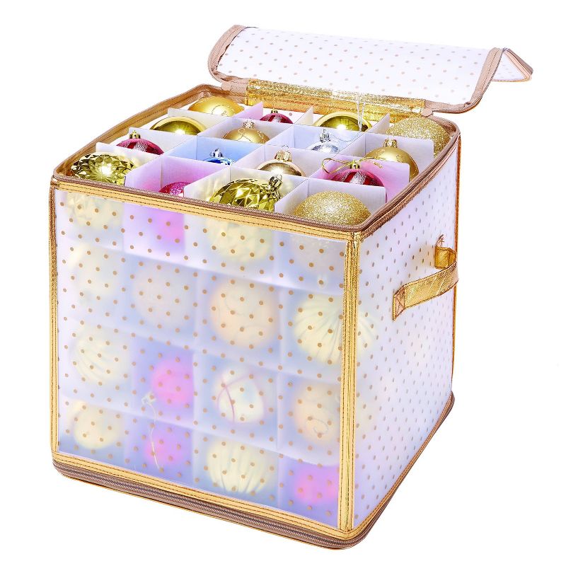 Ornament Storage Organizer Holds 64 2.25in Ornaments Gold- Simplify, 1 of 7