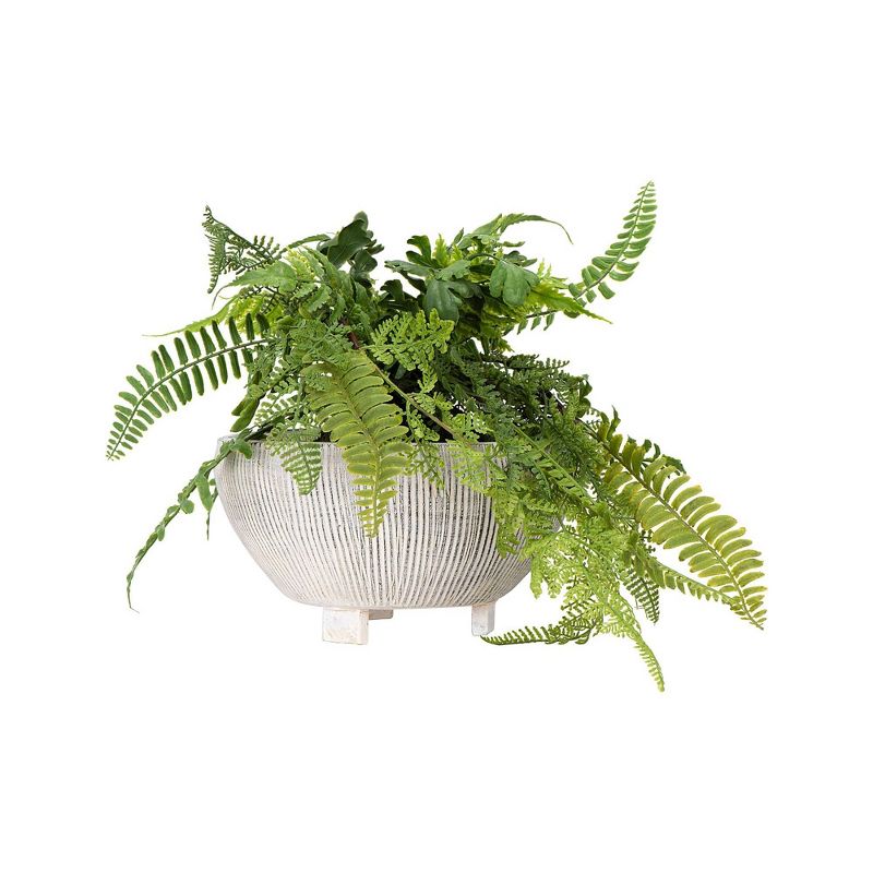 Small Footed Terracotta Planter with Fluted Texture Distressed Cream - Storied Home, 5 of 7