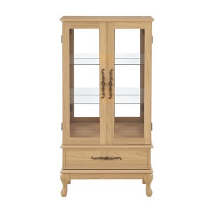 FONTOI Vintage Curio Display Cabinet, Antique Showcase, 2 Doors and 1 Drawer Cabinet Sideboard for Collections, for Office, Oak, 11.81"*51.58"*25.98" - 1 of 4