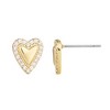 Adornia 14k Gold Plated Puffy Mini Halo CZ Heart Stud Earrings - 4 of 4