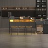 KWPZQEB 59" Industrial Bar Table Set, 2-Tier Bar Height Table w/ 3 Upholstered Stools, Power Outlet, Kitchen Island for Dining Room, Bistro - 3 of 4