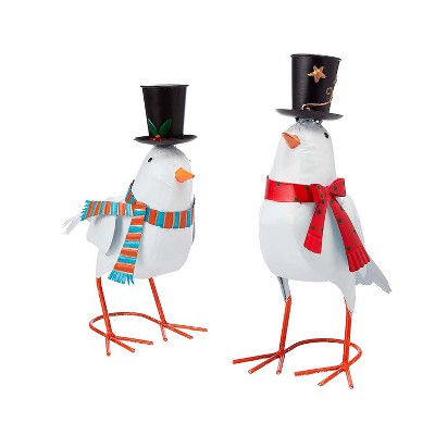 Evergreen Holiday Dove Metal Garden Statues, Set of 2-Indoor/Outdoor Christmas Decorations