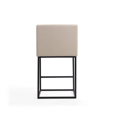 Ambassador Cream and Black Leather Metal Counter Stool