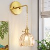 POWLIG 24.88-in 1-Light Amber Gold Adjustable Wall Sconce with Tulip Glass Shade - 4 of 4