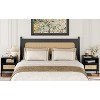 Angel Sar Rattan Night Stand Set 2, Boho Black Nightstands Set of 2 - 3 of 4