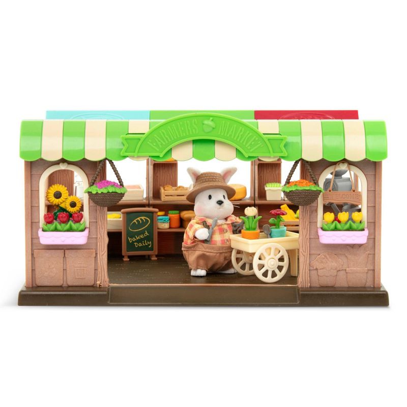 Li&#39;l Woodzeez Store Playset with Toy Food 68pc - Hoppin&#39; Farmers Market, 3 of 9