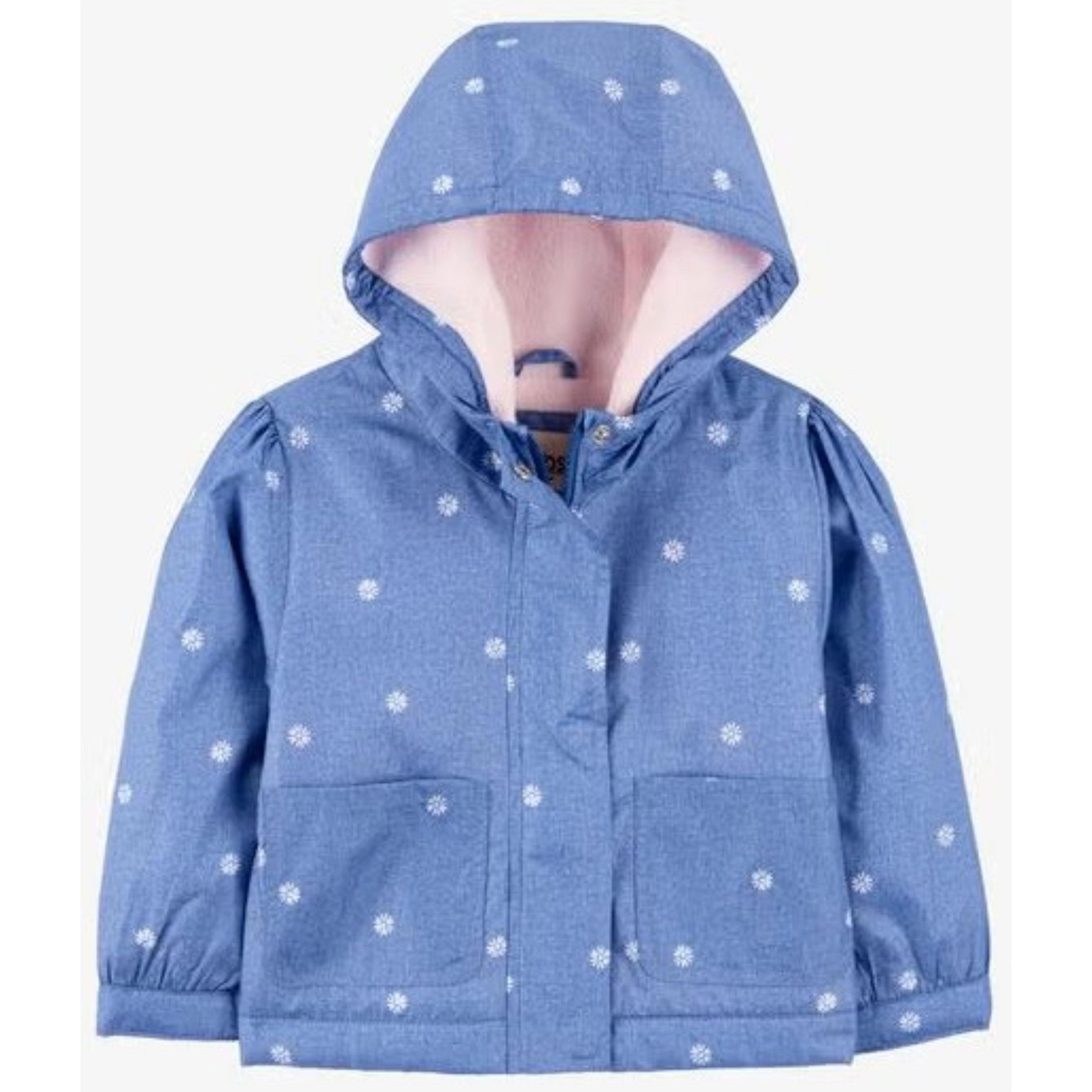 OshKosh B'Gosh Toddler Girls' Midweight Fleece Lined Jacket, Chambray/Floral, 5T