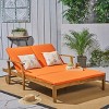 GDFStudio Abena Outdoor Acacia Wood Double Adjustable Chaise Lounge with Cushions - 2 of 4