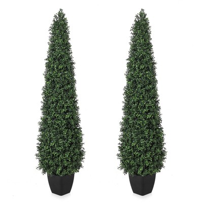 2Pcs Artificial Cedar Topiary Trees for Home Decor 3ft Fake Cypress Trees Potted Faux Evergreen Plants