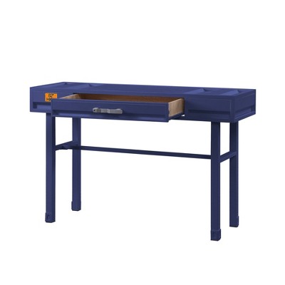 Cargo Blue Metal & Wood Vanity Desk with Storage Drawer