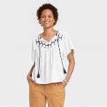Women's Flutter Short Sleeve Embroidered Top - Knox Rose™