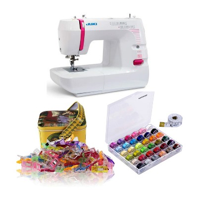 Juki HZL-355Z Sewing Machine with Sewing Clips with Tin Box Package Bundle