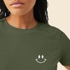 Dalix Smile Face Embroidered Soft Cotton Short Sleeve T Shirt Womens - 4 of 4