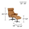 BenchMaster Malibu Cognac Tan Faux Leather Recliner Chair Modern with Ottoman Footrest Comfortable Manual Reclining for Bedroom - 4 of 4