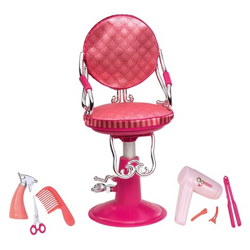 Our Generation Sitting Pretty Doll Salon Chair Coral And Pink
