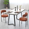 Boucle Dining Chairs Set of 2,Mid-Century Modern Curved Backrest Upholstered Kitchen Chairs with Black Metal Legs-Baofuwish - 3 of 4