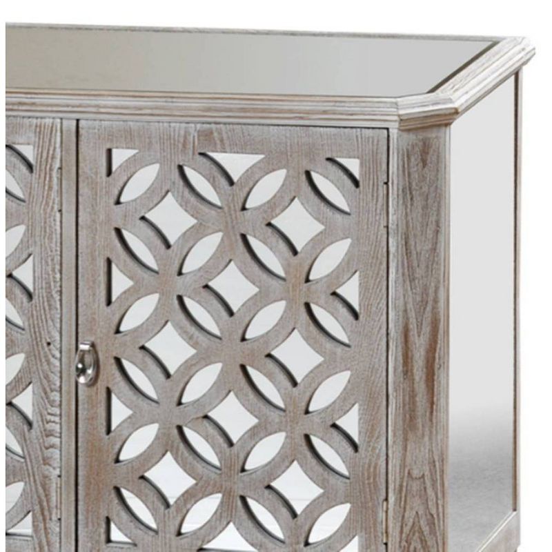 50&#34; Distressed Mirrored Filigree 3 Door Cabinet Driftwood Gray - StyleCraft, 3 of 5