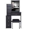 FONTOI 29.2"W/37"W/41"W Makeup Vanity Table Desk with Mirror Left Bedside Cabinet Stool Dresser Set for Woman Bedroom Dressing Room, Black/White - 4 of 4