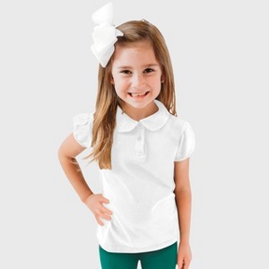 City Threads Puff Short Sleeve Girls Cotton Polo Tee with Peter Pan Collar - USA-Made - 1 of 4