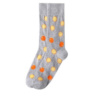 Men's Gray Color Orange Fruit Novelty Socks - 1 of 3