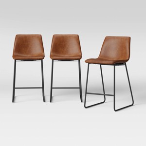 Bowden Faux Leather Counter Height Barstool - Threshold™ - 1 of 4