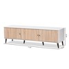 Bastien Light Oak 6 Shelf TV Stand for TVs up to 60" White/Brown - Baxton Studio: Mid-Century Modern Entertainment Center - 3 of 4