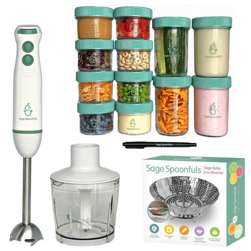 Sage Spoonfuls Baby Food Maker Set with Glass Baby Food Storage Jars - 17pc, 1 of 13