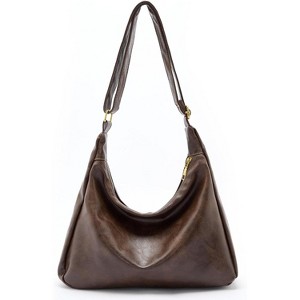 Hobo Bags for Women, Ultra Soft Foldable Vegan Leather Shoulder Handbag, Stylish Slouchy Tote Purses - 1 of 4
