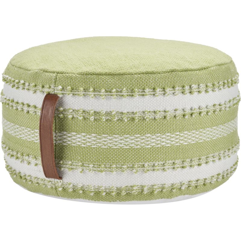 Mina Victory Woven Stripes Outdoor Pouf with Handle, 1 of 7